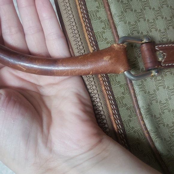 Celine Tan/Brown Leather/Coated Canvas Briefcase Document case Authentic Vintage - Picture 10 of 17